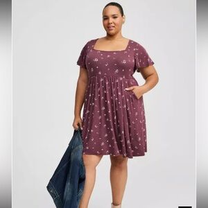 Torrid Midi Super Soft mini flutter Skater Dress Black Size 2 NWT